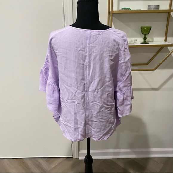 Crosby Mollie Burch Purple Ruffle Sleeve Oversized Crop Size S - Picture 3 of 8